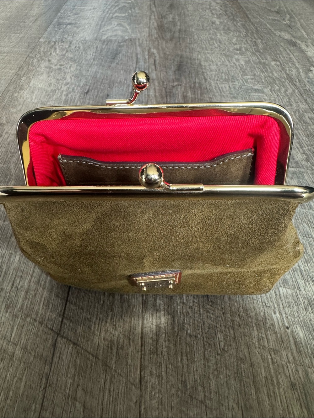 Vintage Dooney & Bourke Suede Coin Purse – Brown Suede with Red Lining Suede Kis - Picture 8 of 9